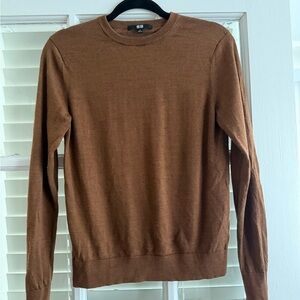 Brown UNIQLO %100 Wool Crew Neck Sweater